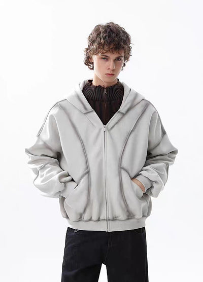 【MR nearly】Full wash line design full zip over hoodie  MR0169