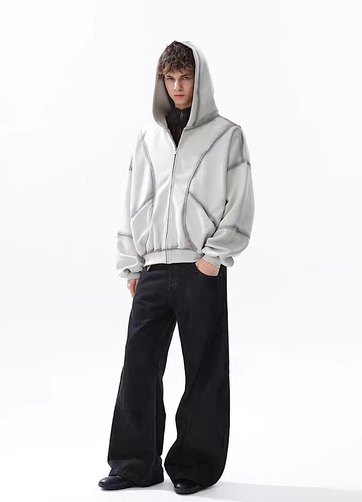 【MR nearly】Full wash line design full zip over hoodie  MR0169