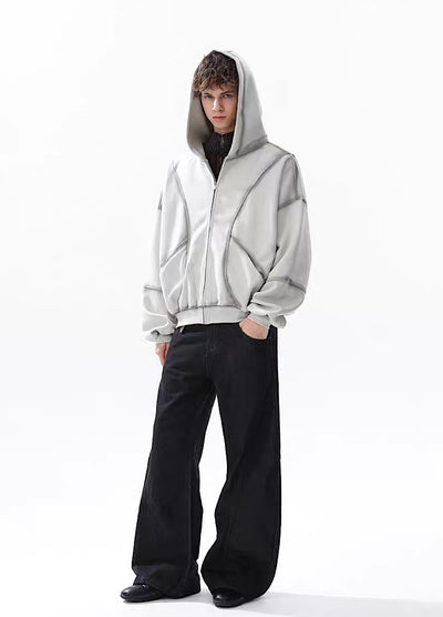 【MR nearly】Full wash line design full zip over hoodie  MR0169