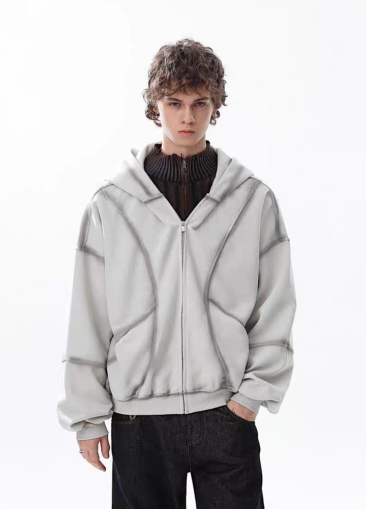 【MR nearly】Full wash line design full zip over hoodie  MR0169