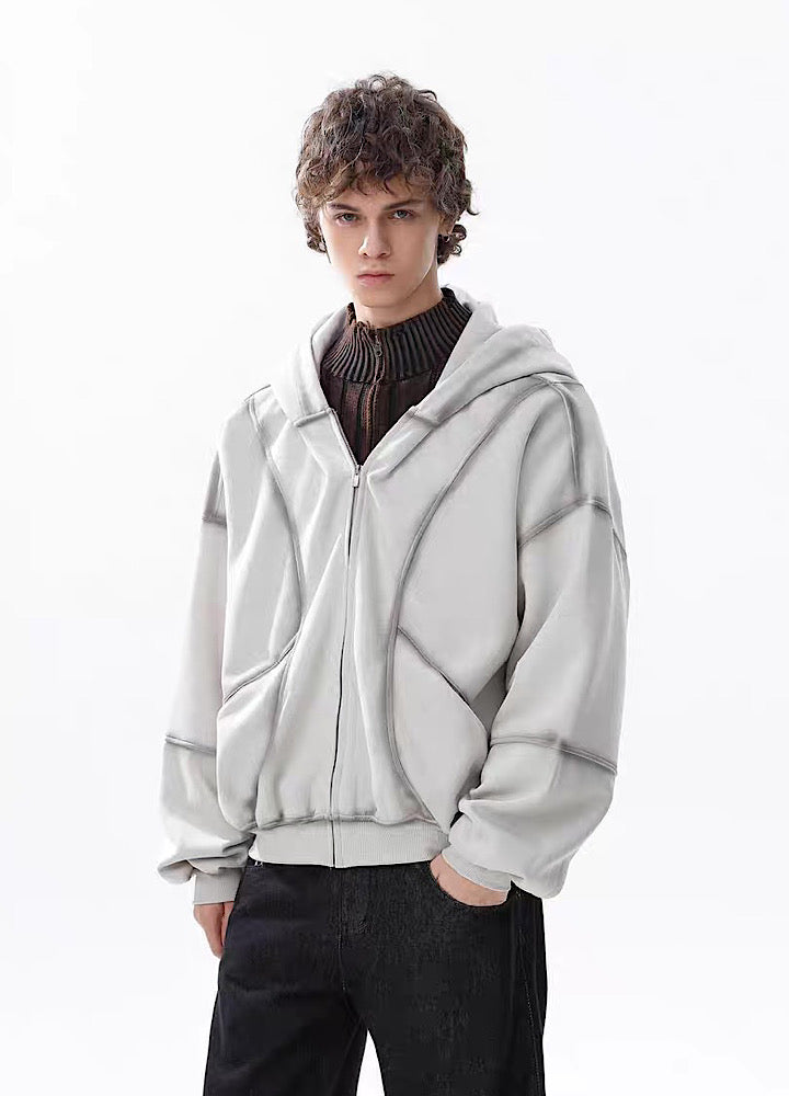 【MR nearly】Full wash line design full zip over hoodie  MR0169