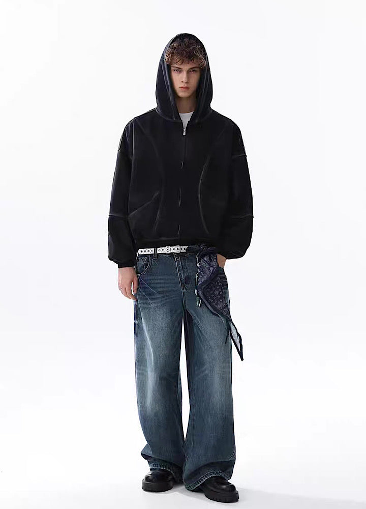 【MR nearly】Full wash line design full zip over hoodie  MR0169