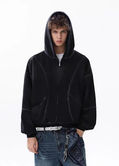 【MR nearly】Full wash line design full zip over hoodie  MR0169