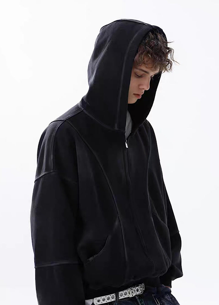 【MR nearly】Full wash line design full zip over hoodie  MR0169
