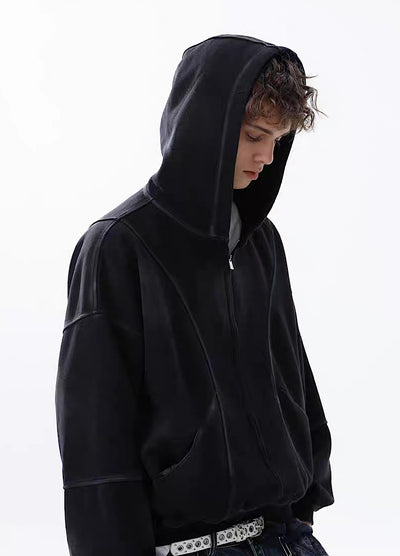 【MR nearly】Full wash line design full zip over hoodie  MR0169