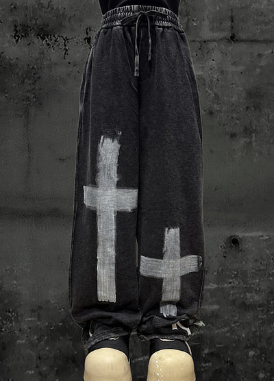 【Miub】Double cross design muted wash color sweatpants  MB0012