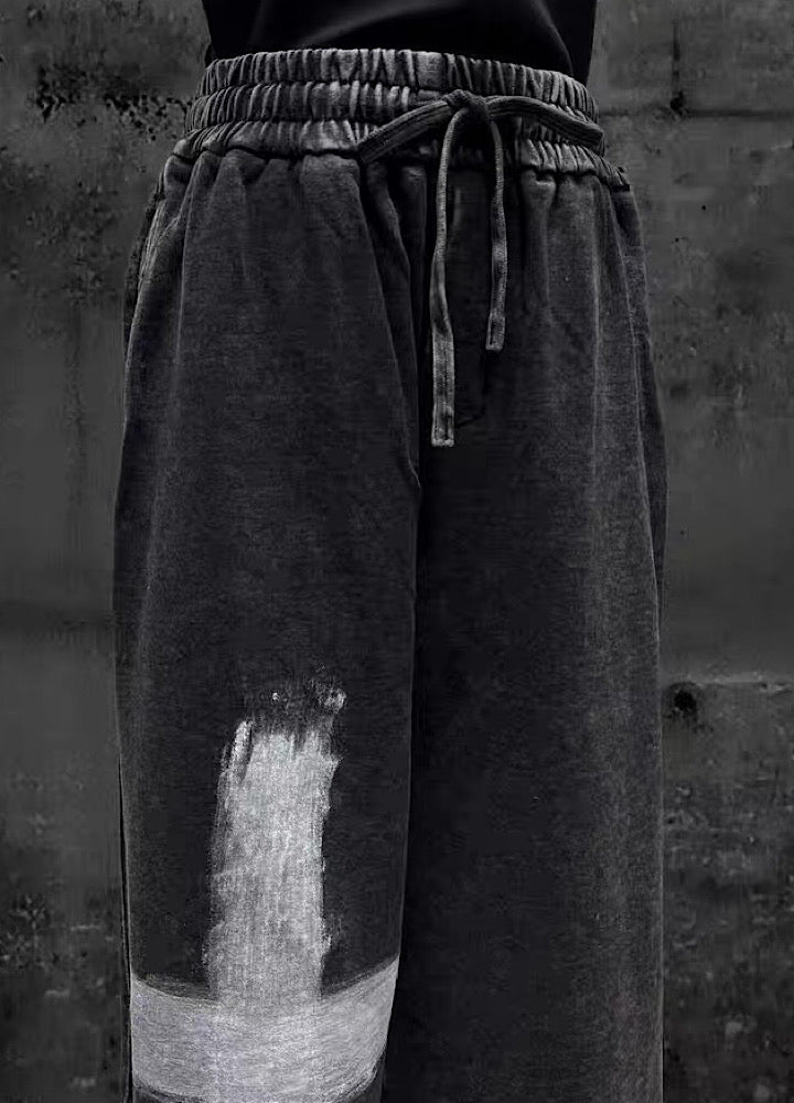 【Miub】Double cross design muted wash color sweatpants  MB0012