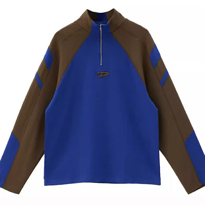 [People Style] Double bicolor multi-design half-zip sweater PS0015