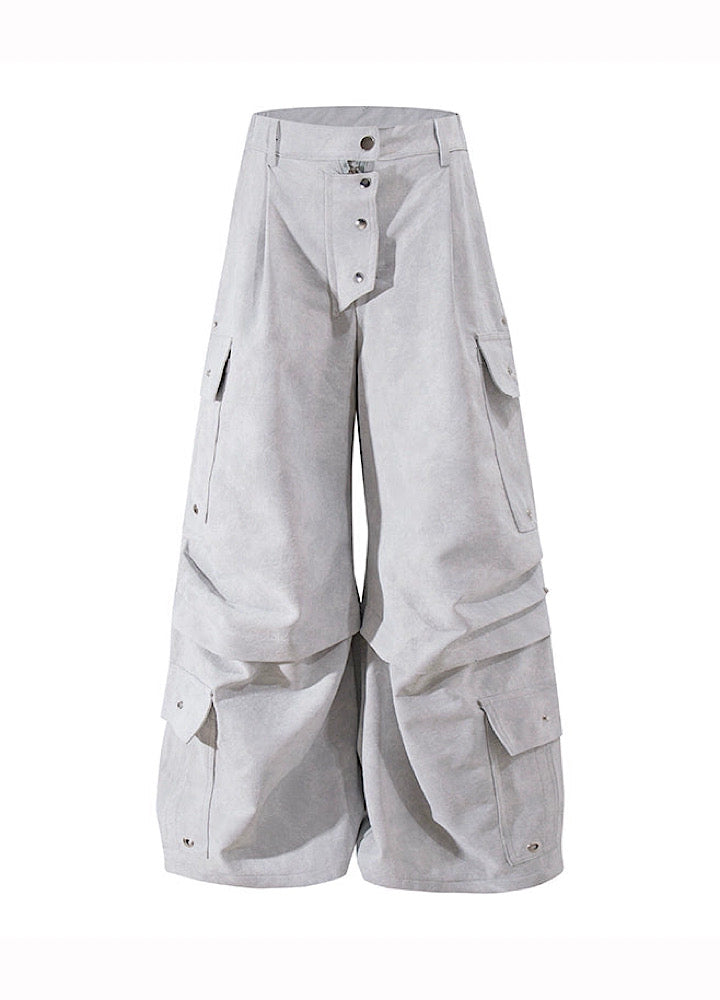【TR BRUSHSHIFT】Silver patch point wide silhouette cargo pants  TB0068
