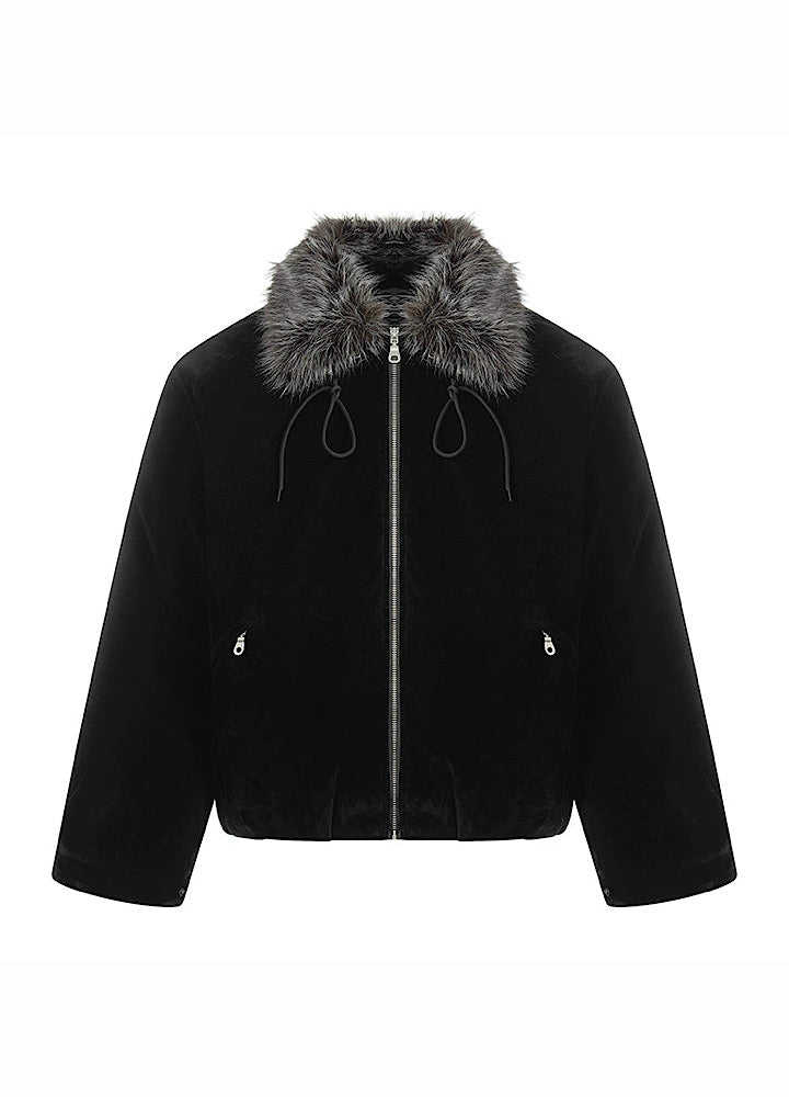 【MR nearly】Point fur design simple over full zip jacket  MR0168