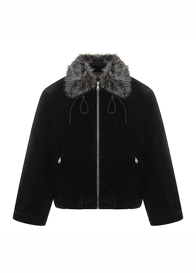【MR nearly】Point fur design simple over full zip jacket  MR0168