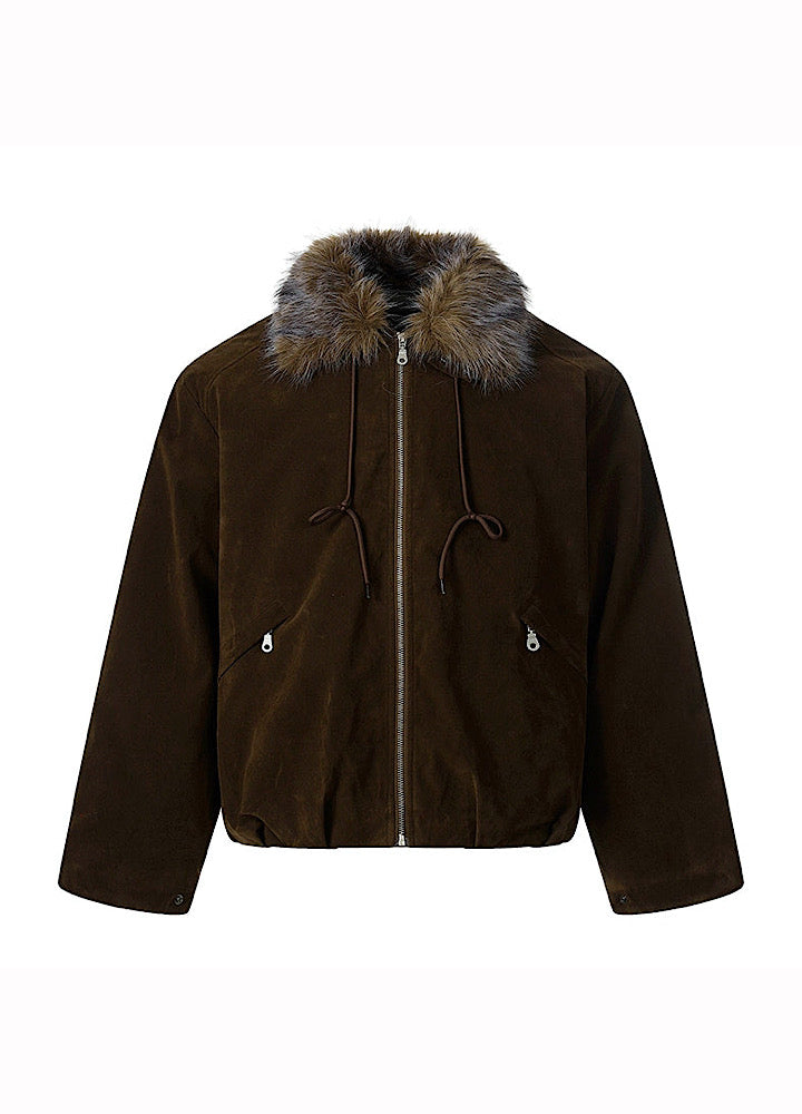 【MR nearly】Point fur design simple over full zip jacket  MR0168