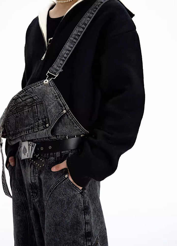 【People Style】2way type multi-over suspender plus all denim pants  PS0018