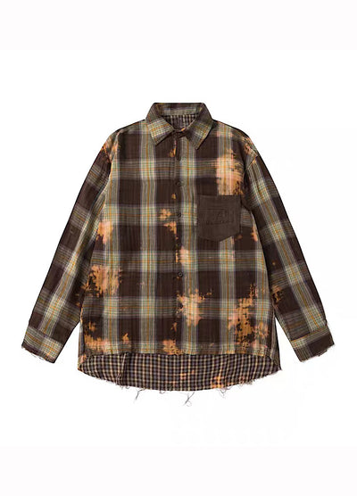 [Apocket] Bleached distressed straight vintage style shirt AK0013