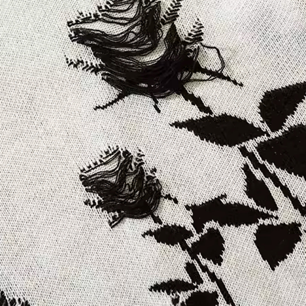 [ROMECL] Random flower design monotone chic knit RM0001