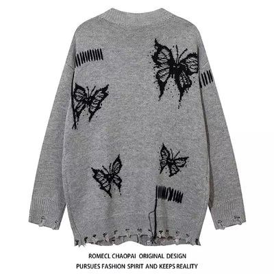 【ROMECL】Flapping butterfly design fringe distressed cardigan  RM0004