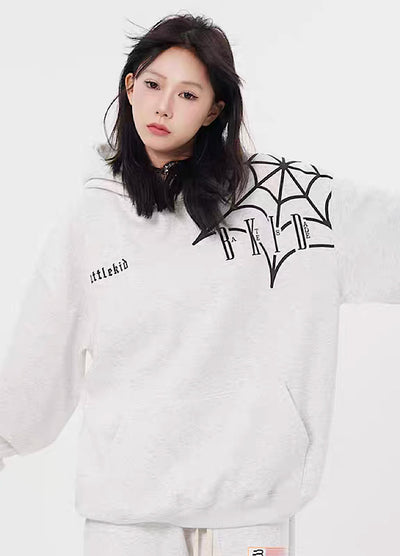 【CEDY】Graphic spider design monotone color hoodie  CD0043