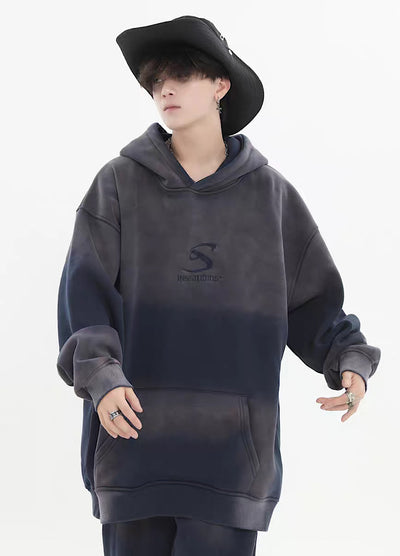 [INS] Gradient trend color loose overment hoodie IN0033