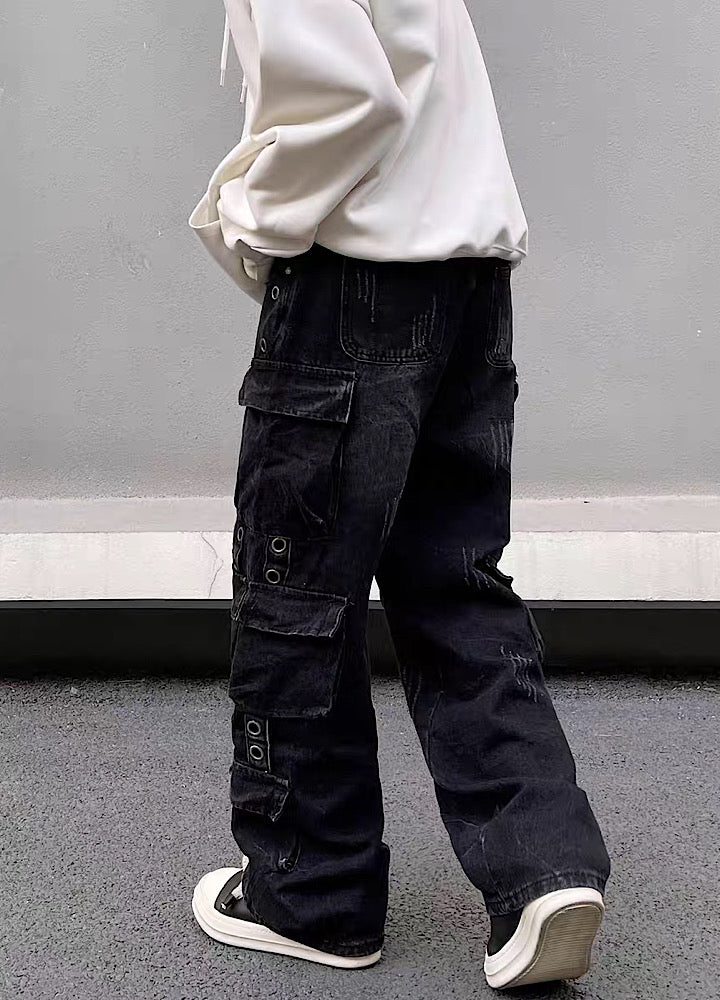 パンツ BLACKBLOND Bibbidi Graffiti Logo Wide Denim Cargo Pants Must パンツ BLACKBLOND Bibbidi Graffiti Logo Wide Denim Cargo