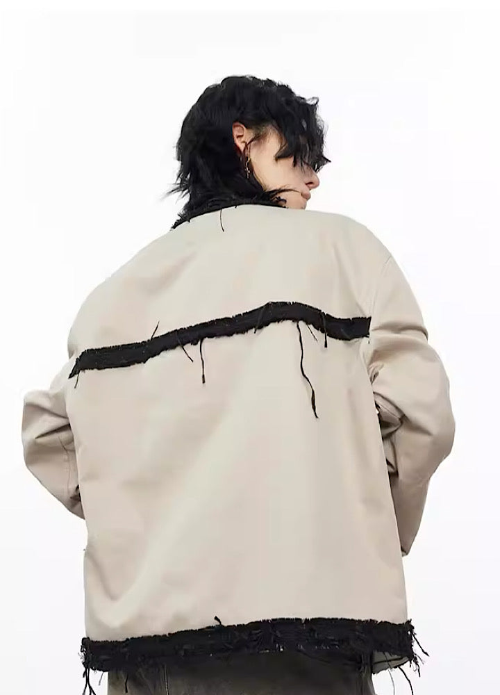 【0-CROWORLD】Stitch damage double coloring oversized jacket  CR0048