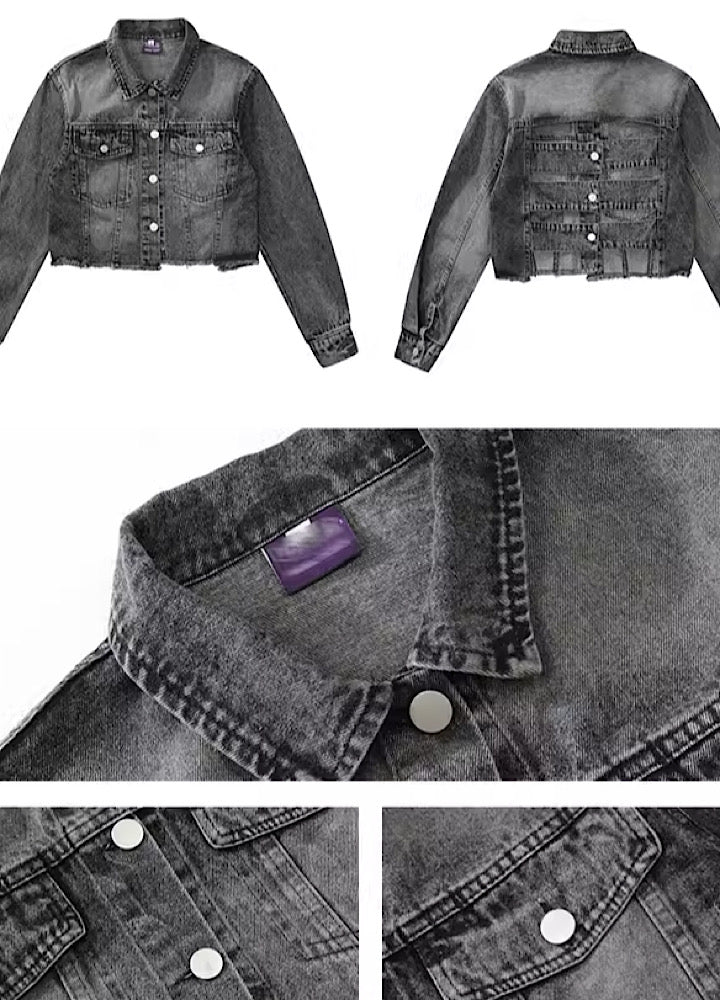 [Rouge] Back gimmick design damaged vintage denim jacket RG0001