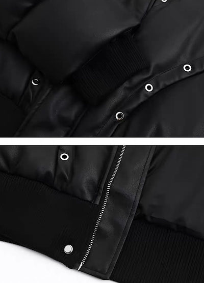 【CUIBUJU】Thick fabric design leather style mode break outer  CB0035