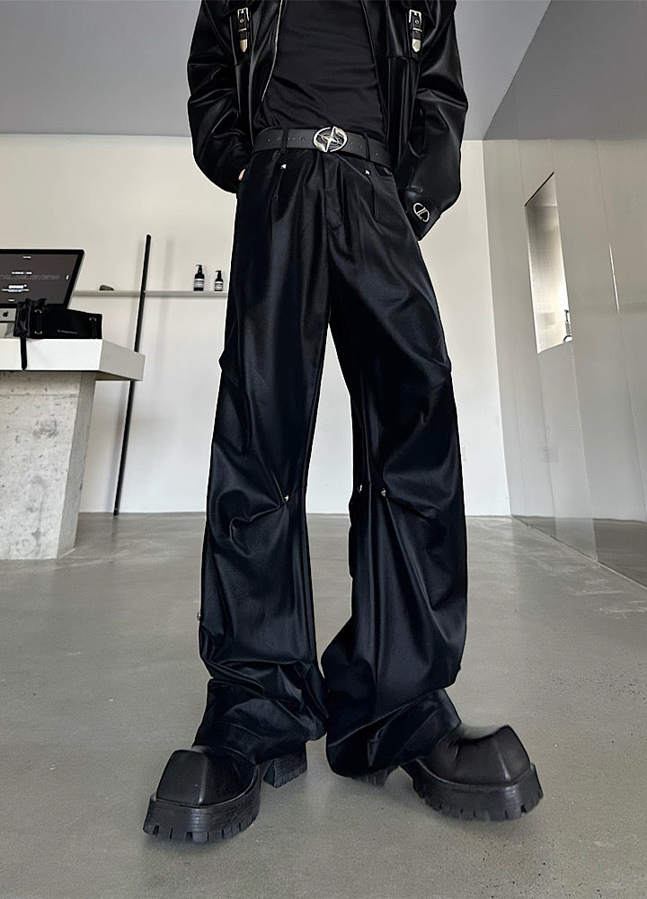 【MARTHENAUT】Straight silhouette simple leather pants MH0017 – HI-LANDER