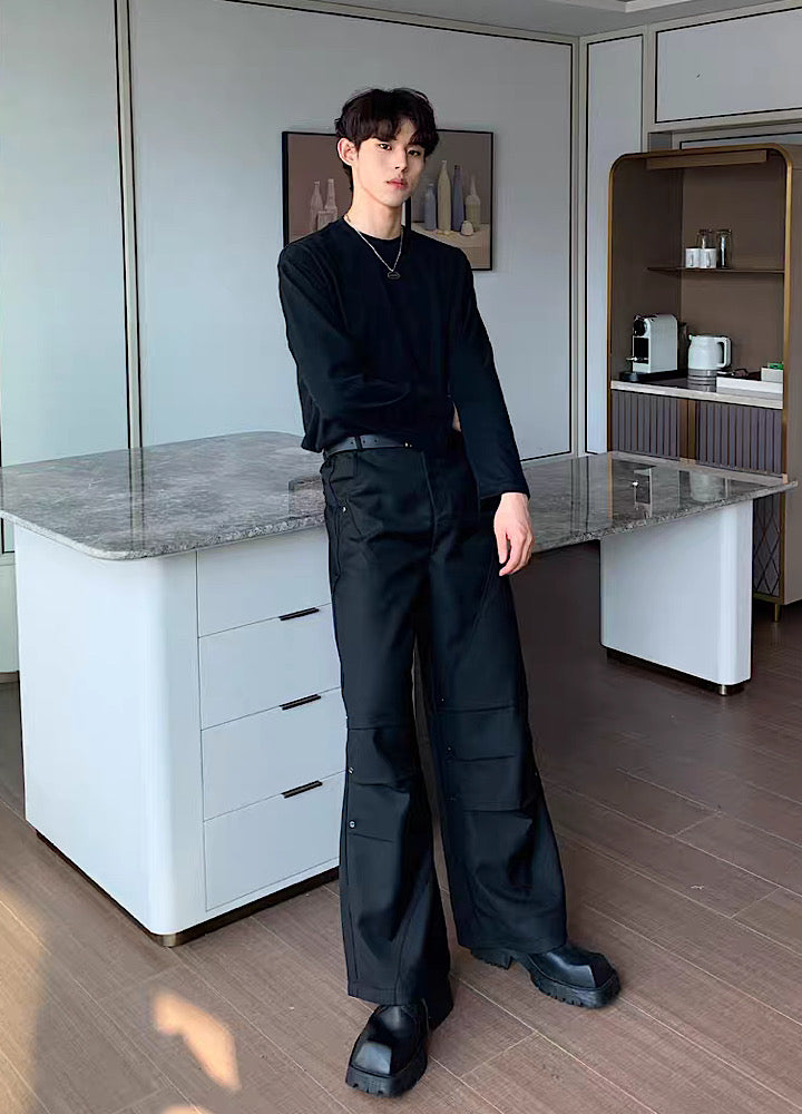 CUIBUJU] Cut-out silhouette super wide straight pants CB0036 – HI 