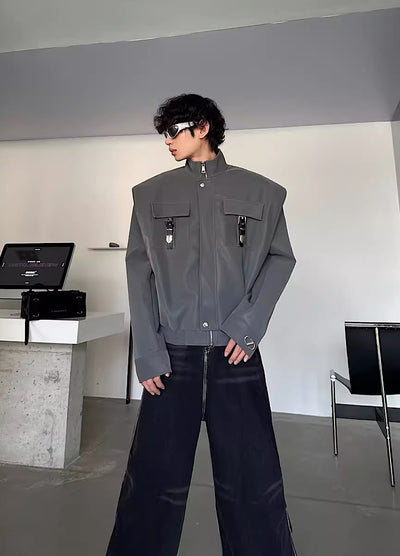 [MARTHENAUT] Belt patch double pocket design casual jacket MH0019