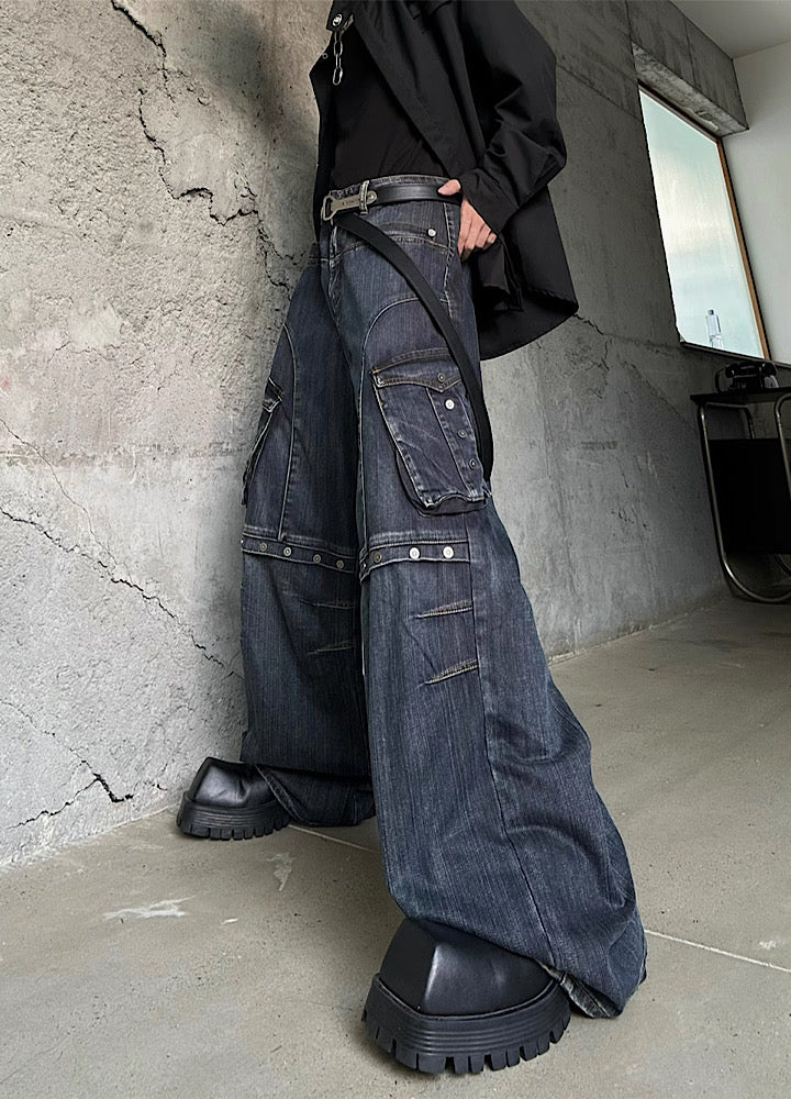 【MARTHENAUT】Sewing gimmick design vintage processed denim pants  MH0020
