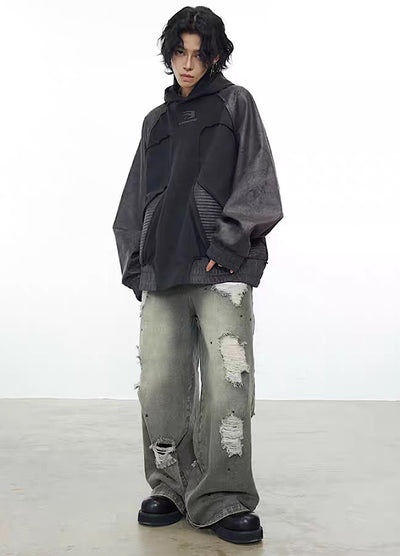 【0-CROWORLD】Multi-gimmick design mode street hoodie  CR0069
