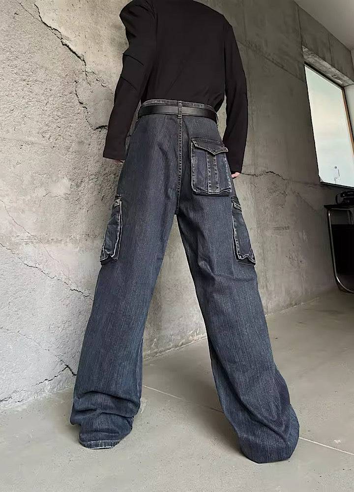 【MARTHENAUT】Sewing gimmick design vintage processed denim pants  MH0020
