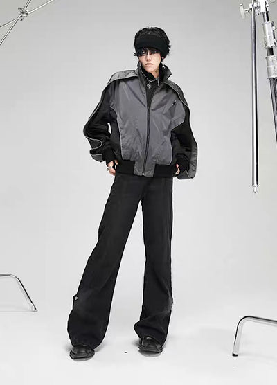 【0-CROWORLD】Dark color casual design sporty jacket  CR0071