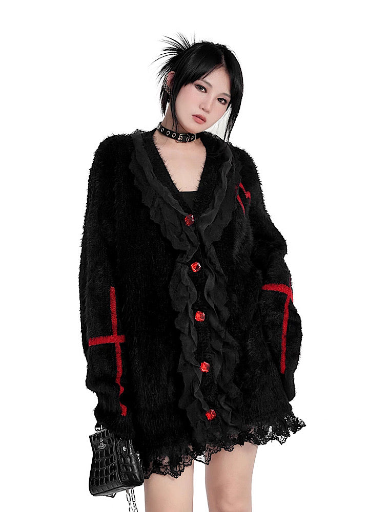 【YUBABY】Red Heart Design Gothic Over cardigan  YU0019