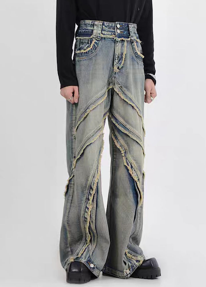 [LUCE GARMENT] Fully distressed wide overfill denim pants LG0055