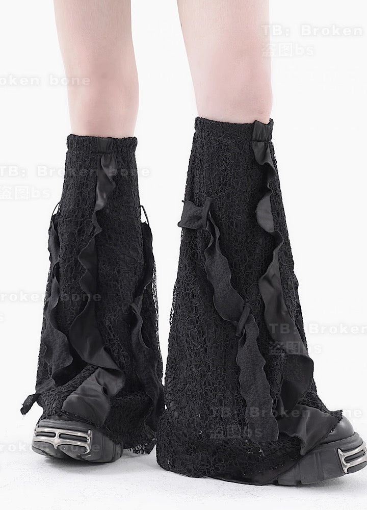 【BROKEN bone】Gothic subculture design black leg warmers  BB0002