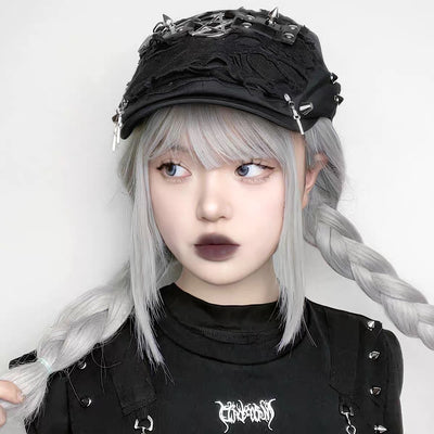 [BROKEN bone] Multi-gimmick design black subculture hat BB0003 