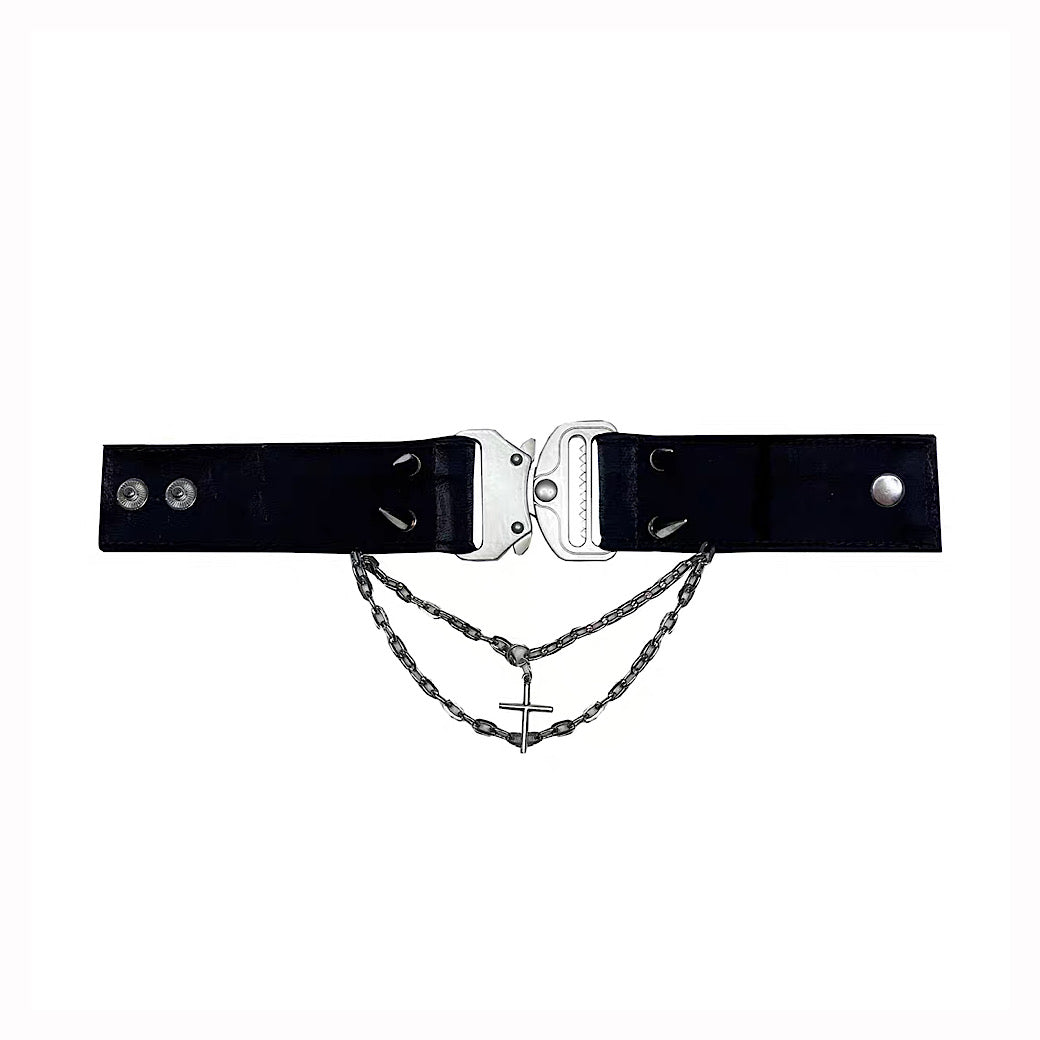 【BROKEN bone】Metal belt design gothic crucifix bangle  BB0005