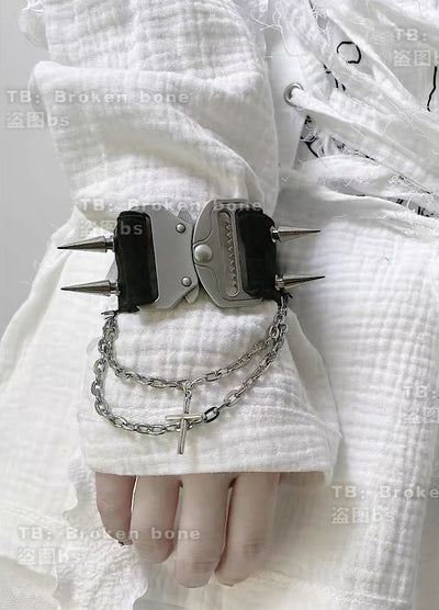 [BROKEN bone] Metal belt design gothic crucifix bangle BB0005 