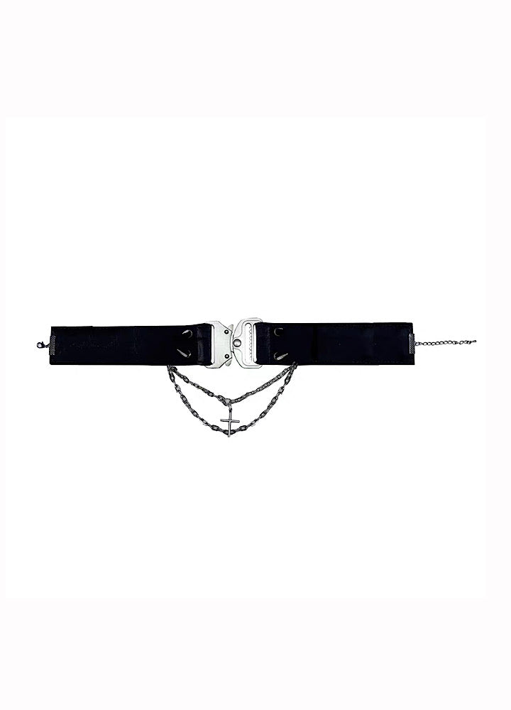 [BROKEN bone] Metal belt design gothic crucifix choker BB0006 
