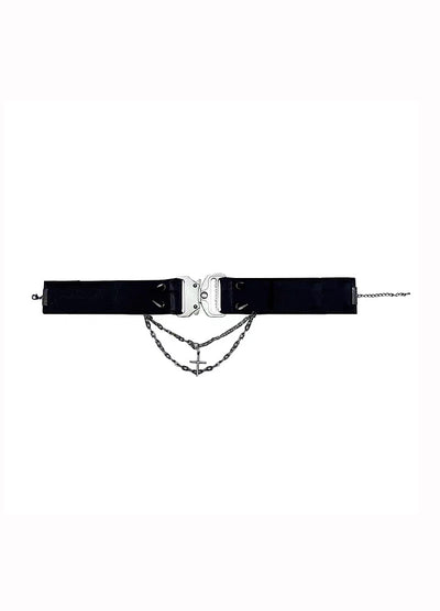 [BROKEN bone] Metal belt design gothic crucifix choker BB0006 