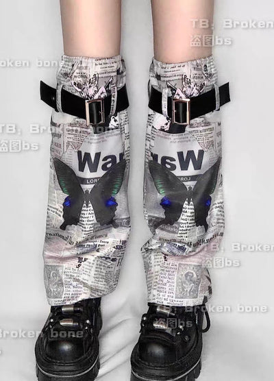 【BROKEN bone】Magazine style butterfly design full barrier leg warmers  BB0007