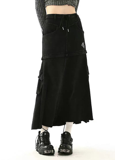 [SHIYIYUE] Removable gimmick flare silhouette design skirt SY0006