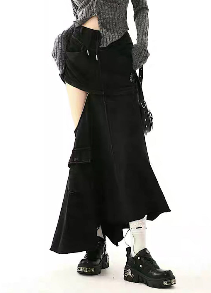 【SHIYIYUE】Removable gimmick flare silhouette design skirt  SY0006