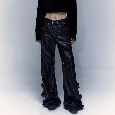 [NO ROMANCE] Work Patchment Gimmicker Plays Leather Style Pants NR0004