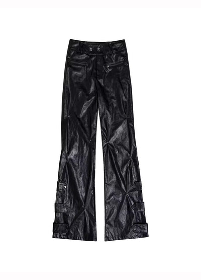 [NO ROMANCE] Work Patchment Gimmicker Plays Leather Style Pants NR0004