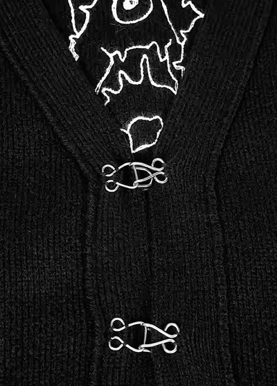 【YUBABY】Frayed Back Print Initial Logo Cardigan  YU0011