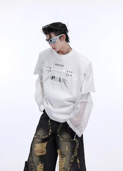 [Culture E] Layered style translucent design modeless T-shirt CE0113