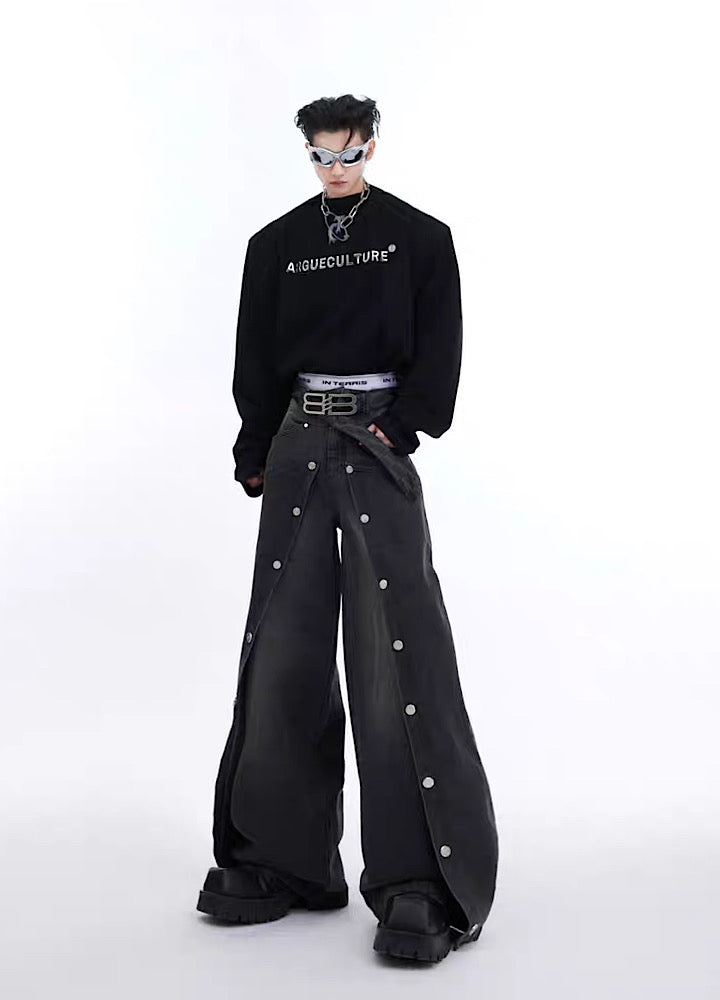 【Culture E】Double Patchment Overdesign Silhouette Denim Pants  CE0115