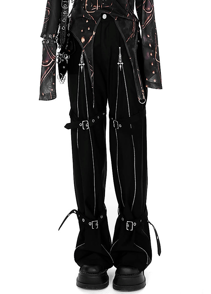 [YUBABY]Chain zipper multi-belt subculture street pants YU0016